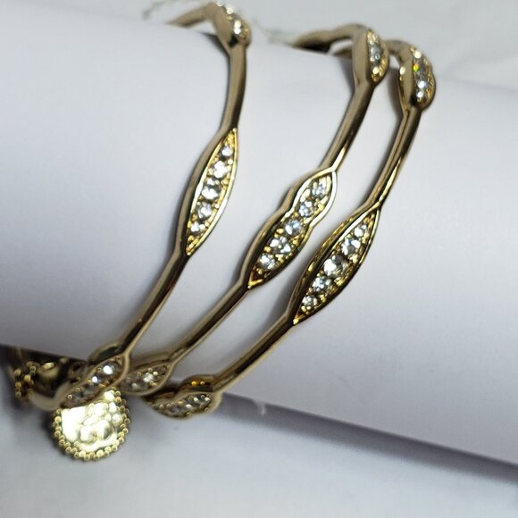 Jessica Simpson Gold bangle bracelets set of 3 - Picture 3 of 8